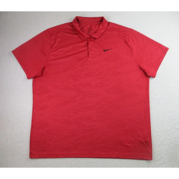 Nike Polo Shirt Mens 2XL Golf Standard Fit Red Short Sleeve‎ Dri-Fit Performance - Picture 1 of 10